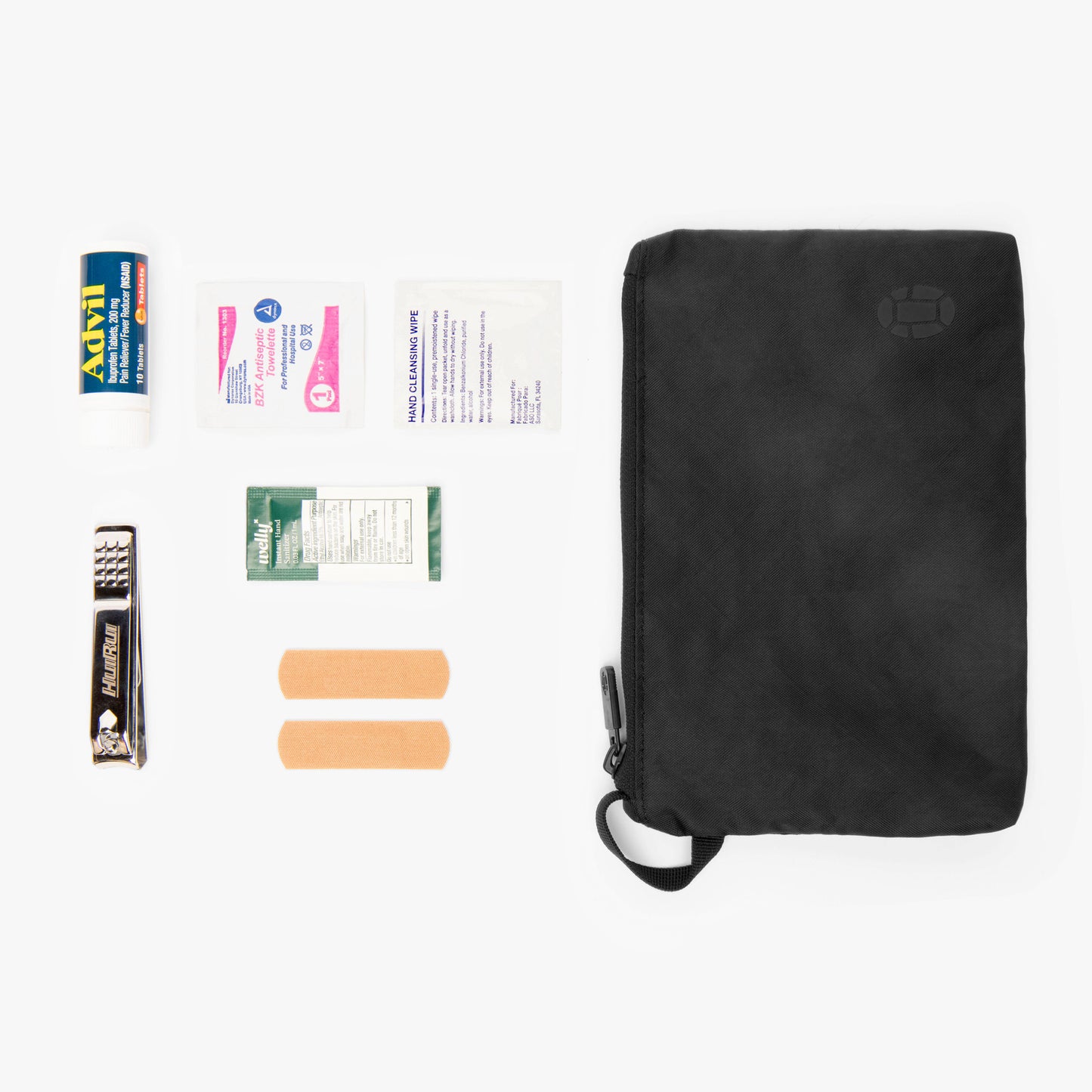 Toiletries in the small pouch