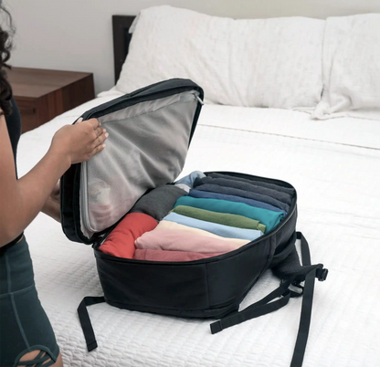 Packs like a suitcase for easy access and organization