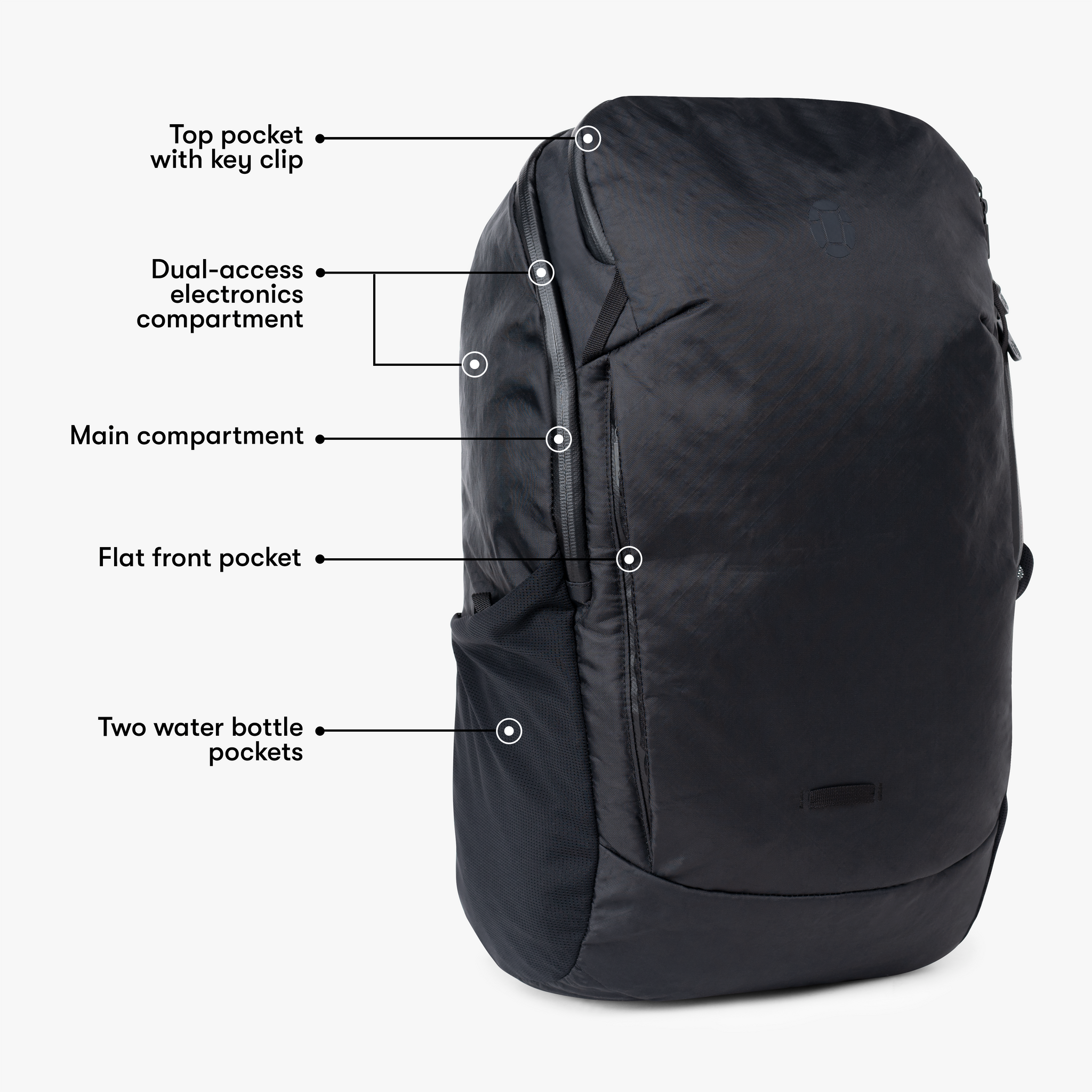 Solid Black Backpack and Solid Black Slim Water Bottle, X-Large in 2023