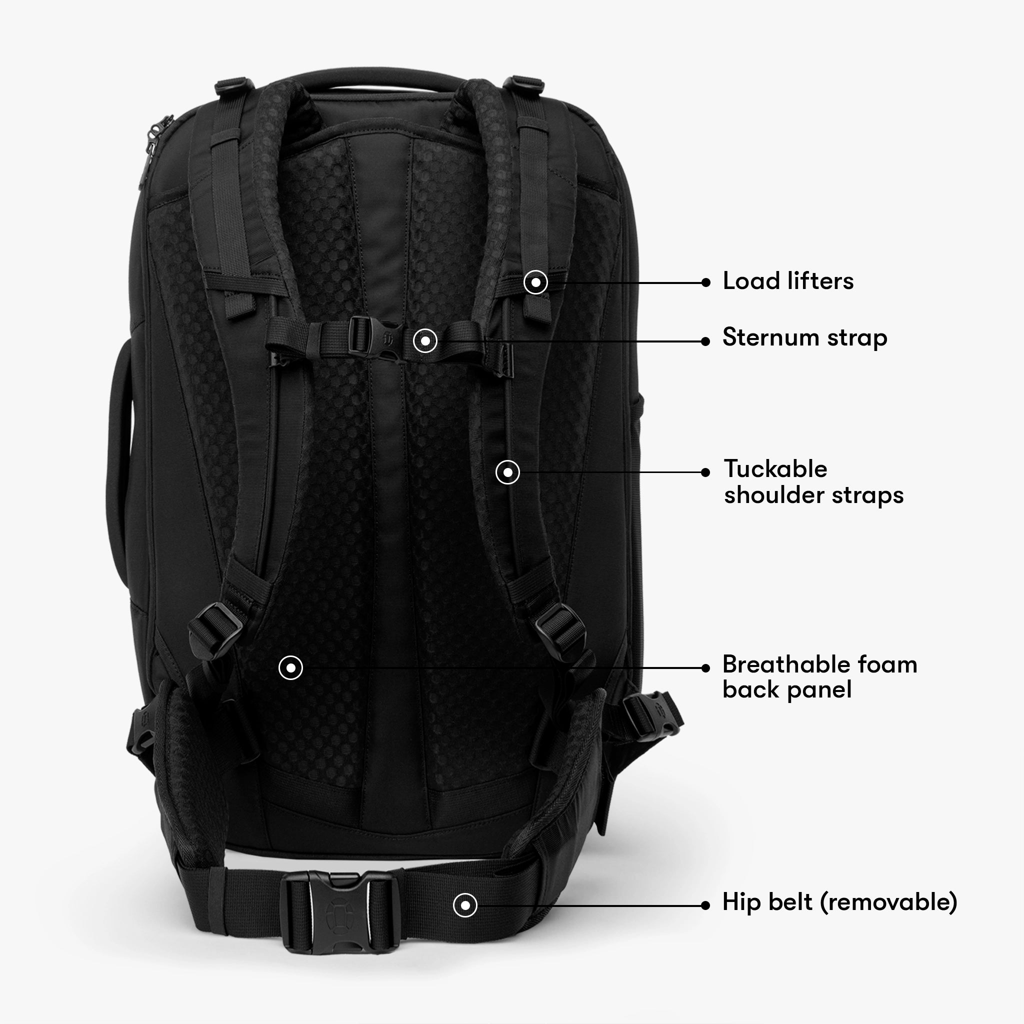 Tortuga Travel Backpack Lite 40L Black Tortuga Travel Backpack Lite 40L Black