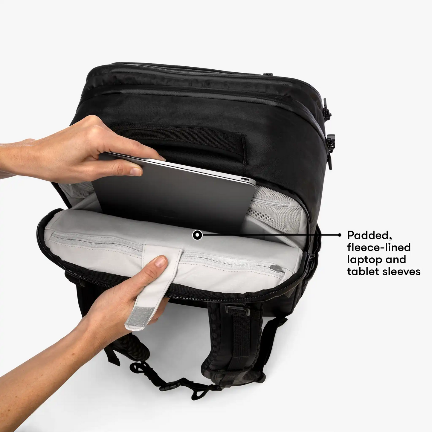 Electronics compartment to protect your laptop and tablet